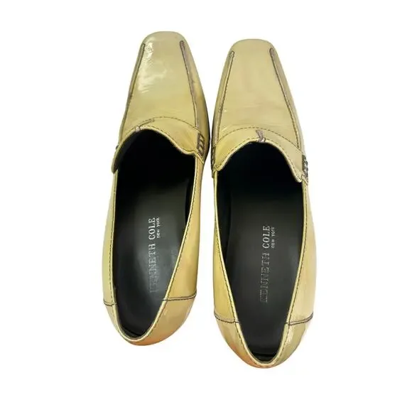 Vintage, Rare Kenneth Cole Butter Yellow Patent Leather Wedge Slip-Ons - Picture 5 of 10